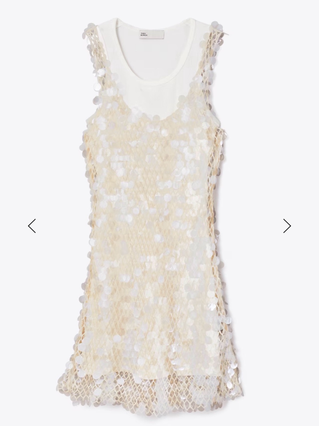 Tory Burch Sequin Mesh Dress In Snow White / New Ivory